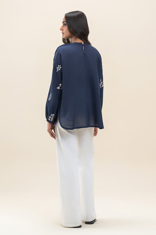 EMBROIDERED SLUB LAWN TOP (PRET)