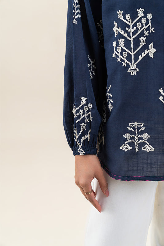 EMBROIDERED SLUB LAWN TOP (PRET)