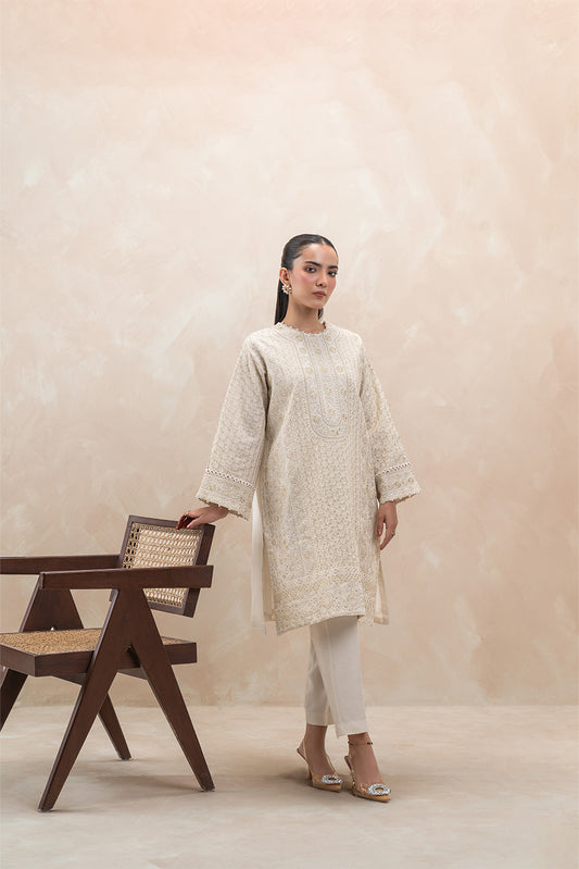 2 PIECE EMBROIDERED PAPER COTTON SUIT (LUXURY-PRET)