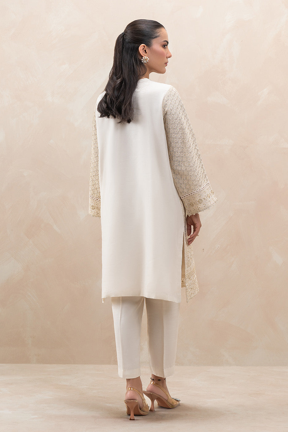 2 PIECE EMBROIDERED PAPER COTTON SUIT (LUXURY-PRET)