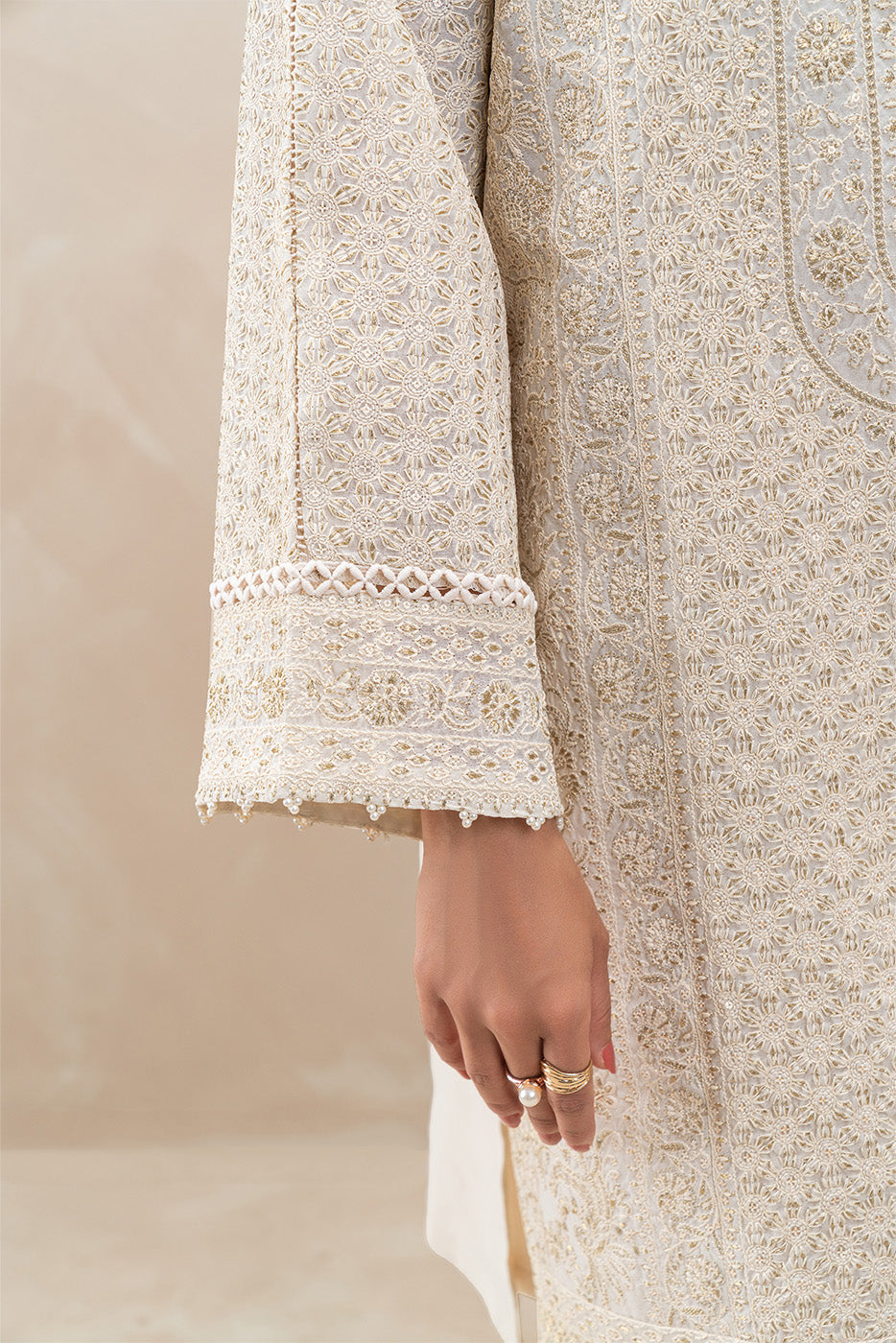 2 PIECE EMBROIDERED PAPER COTTON SUIT (LUXURY-PRET)