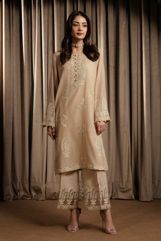 2 PIECE EMBROIDERED COTTON NET SUIT (LUXURY-PRET)
