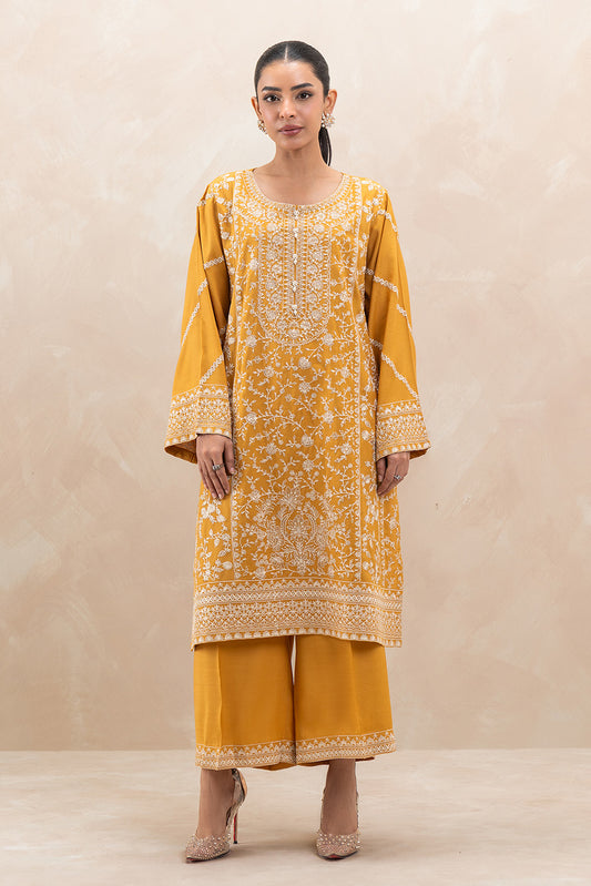 2 PIECE EMBROIDERED RAW SILK SUIT (LUXURY-PRET)