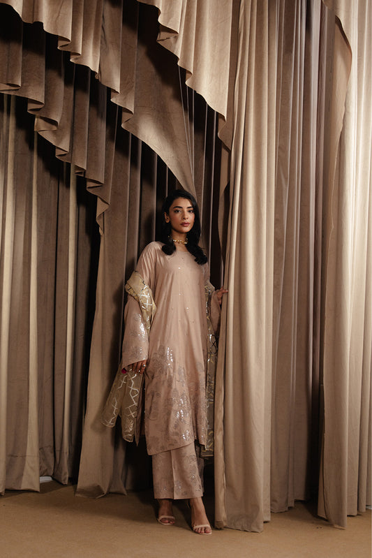 3 PIECE EMBROIDERED RAW SILK SUIT (LUXURY-PRET)