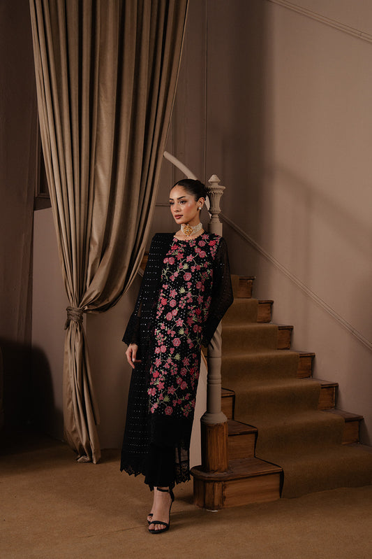 3 PIECE EMBROIDERED COTTON NET SUIT (LUXURY-PRET)