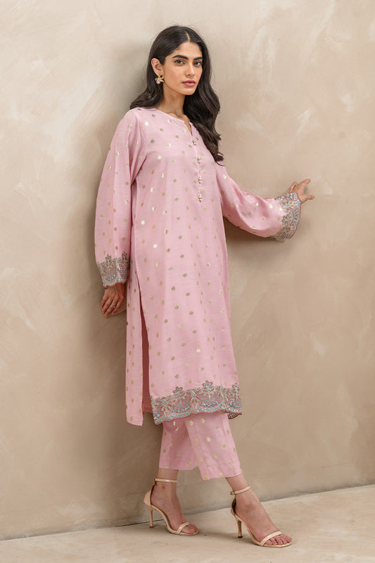 2 PIECE EMBROIDERED JACQUARD SUIT LUXURY PRET