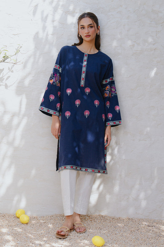 EMBROIDERED SLUB LAWN SHIRT (PRET)