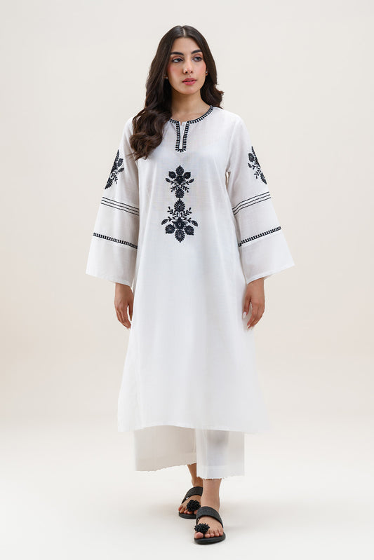 EMBROIDERED SLUB LAWN SHIRT (PRET)
