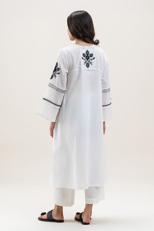 EMBROIDERED SLUB LAWN SHIRT (PRET)