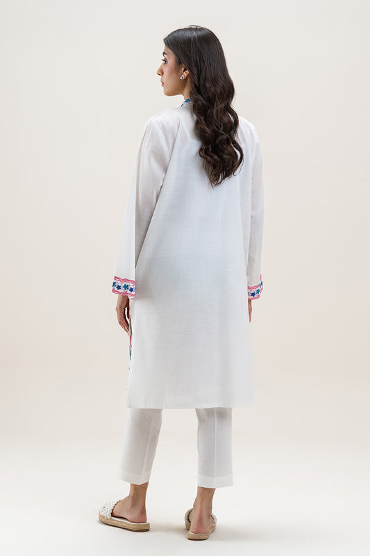 EMBROIDERED SLUB LAWN SHIRT (PRET)