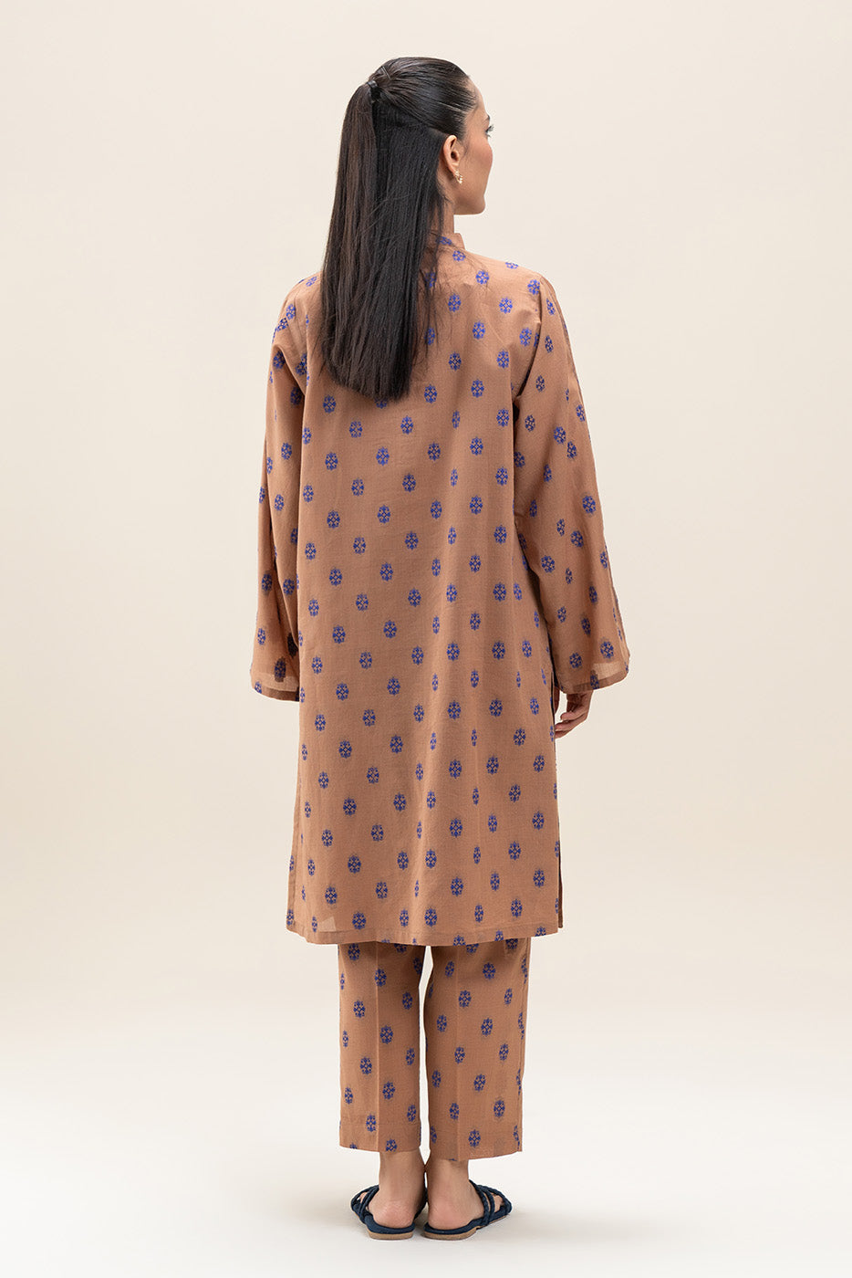 2 PIECE BASIC CHAMBRAY NEON JACQUARD SUIT (PRET)