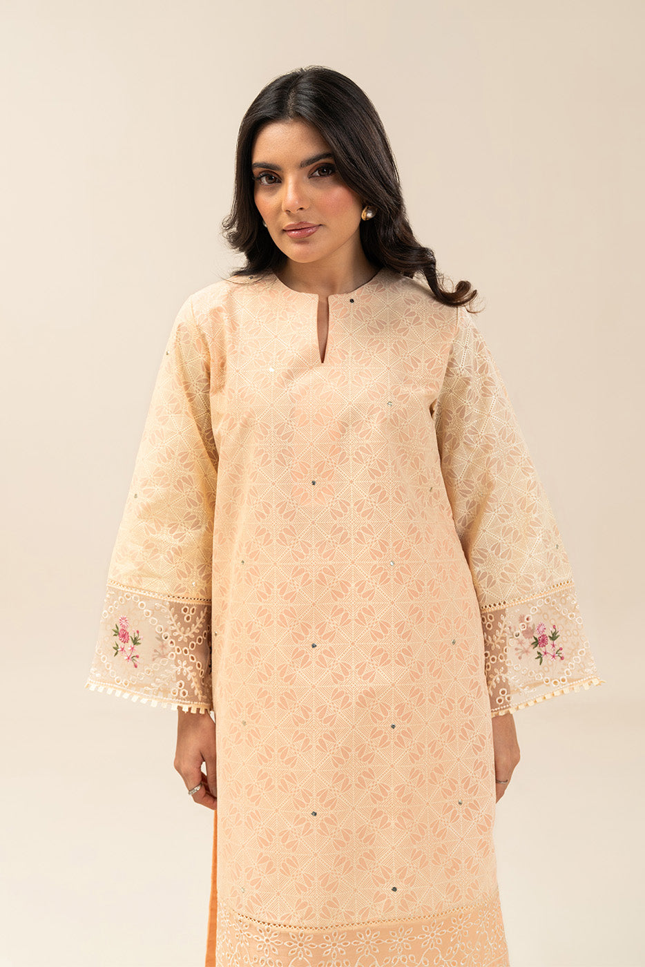 2 PIECE EMBROIDERED PAPER COTTON SUIT (PRET)