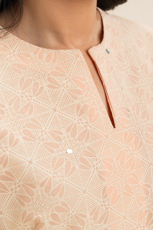 2 PIECE EMBROIDERED PAPER COTTON SUIT (PRET)