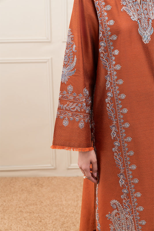 3 PIECE EMBROIDERED TWO TONE SUIT (PRET)