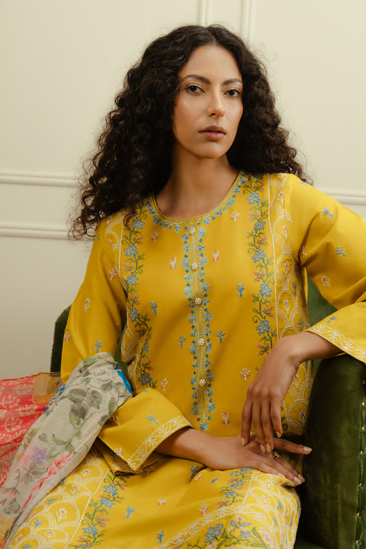 3 PIECE EMBROIDERED LAWN SUIT (PRET)