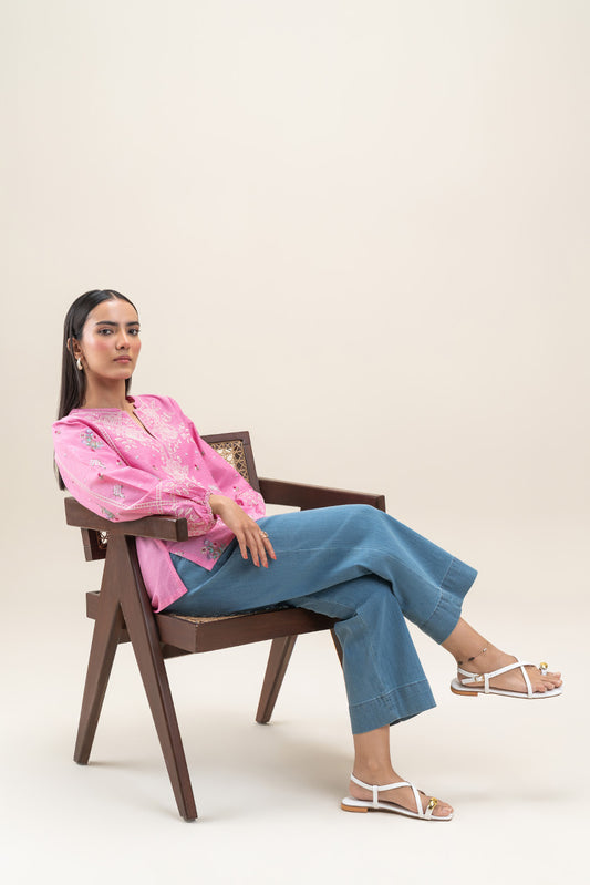 EMBROIDERED CHAMBRAY TOP (PRET)