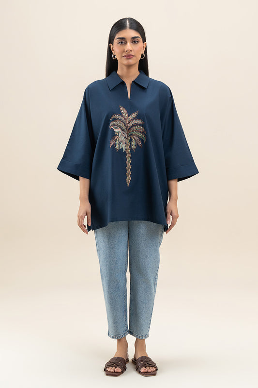 EMBROIDERED CAMBRIC TOP (PRET)