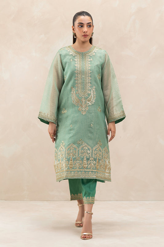 2 PIECE EMBROIDERED ORGANZA SUIT (LUXURY-PRET)