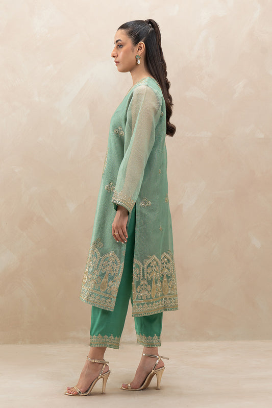 2 PIECE EMBROIDERED ORGANZA SUIT (LUXURY-PRET)