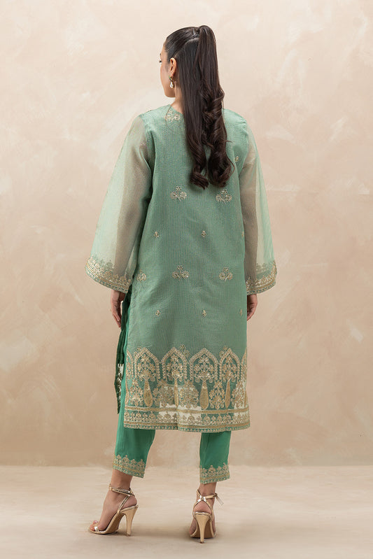 2 PIECE EMBROIDERED ORGANZA SUIT (LUXURY-PRET)