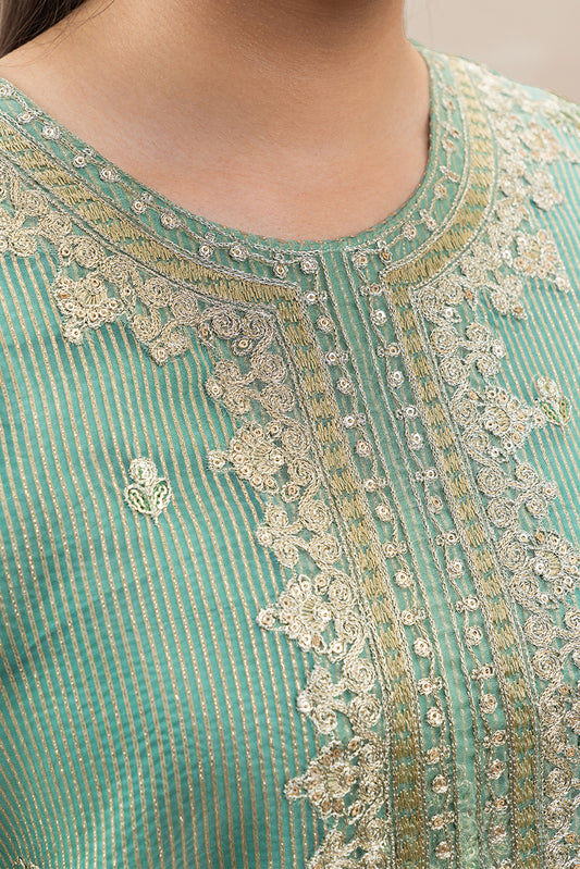 2 PIECE EMBROIDERED ORGANZA SUIT (LUXURY-PRET)