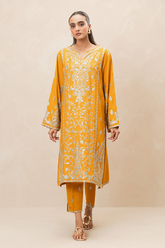 2 PIECE EMBROIDERED RAW SILK SUIT (LUXURY-PRET)