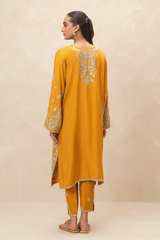 2 PIECE EMBROIDERED RAW SILK SUIT (LUXURY-PRET)