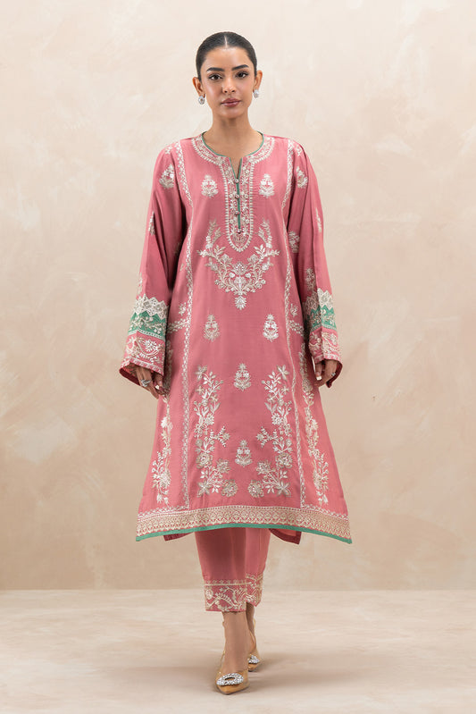2 PIECE EMBROIDERED RAW SILK SUIT (LUXURY-PRET)