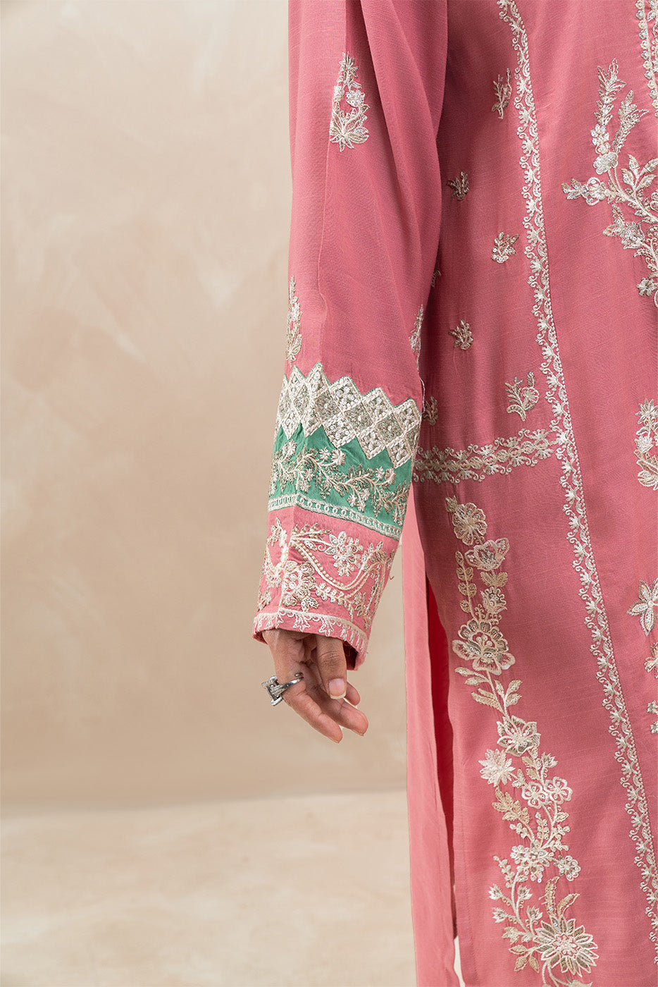 2 PIECE EMBROIDERED RAW SILK SUIT (LUXURY-PRET)