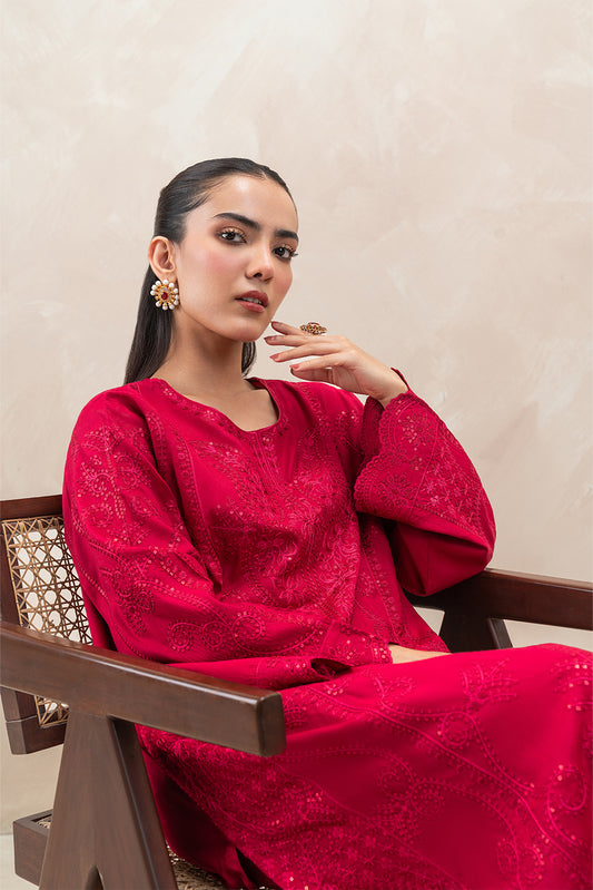 2 PIECE EMBROIDERED RAW SILK SUIT (LUXURY-PRET)