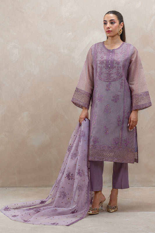 3 PIECE EMBROIDERED ORGANZA BADLA SUIT (LUXURY-PRET)