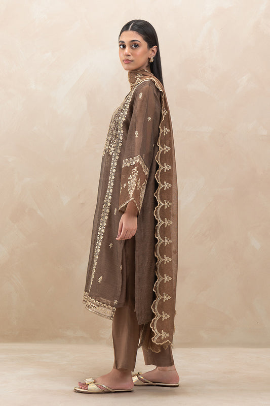 3 PIECE EMBROIDERED ORGANZA FANCY SUIT (LUXURY-PRET)