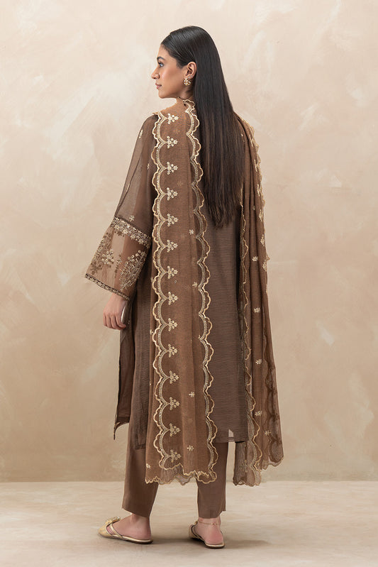 3 PIECE EMBROIDERED ORGANZA FANCY SUIT (LUXURY-PRET)