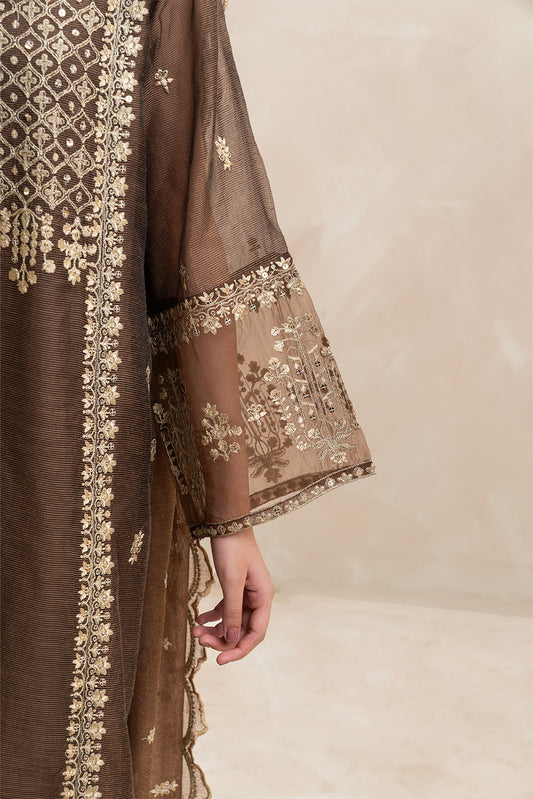 3 PIECE EMBROIDERED ORGANZA FANCY SUIT (LUXURY-PRET)