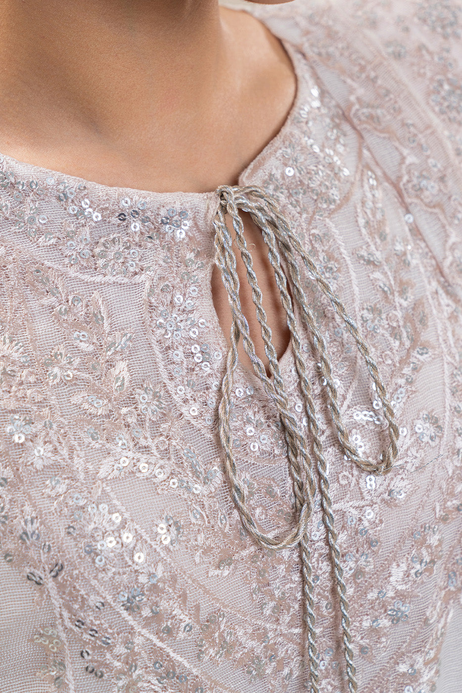 3 PIECE EMBROIDERED COTTON NET SUIT (LUXURY-PRET)