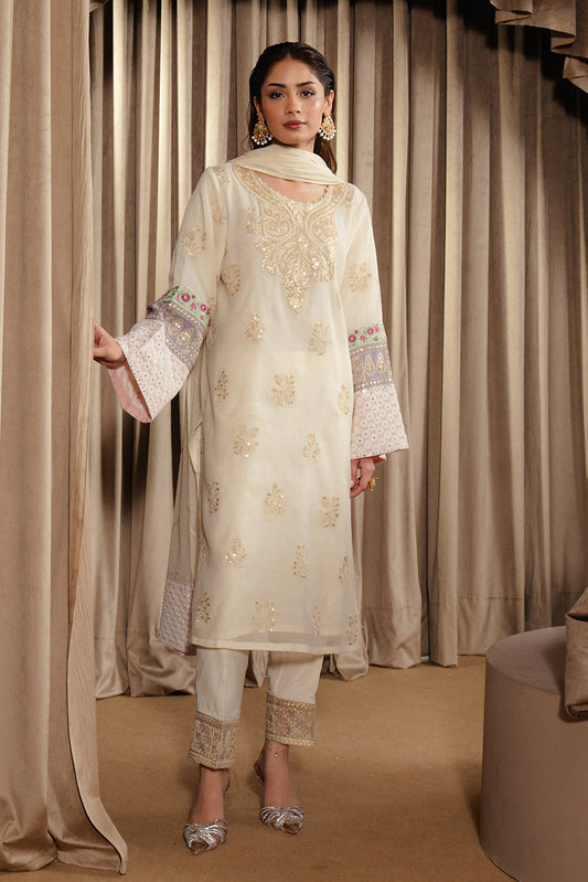 3 PIECE EMBROIDERED COTTON SUIT (LUXURY-PRET)