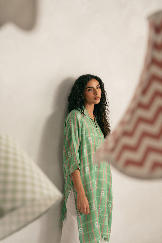 BASIC CHECK JACQUARD SHIRT (PRET)