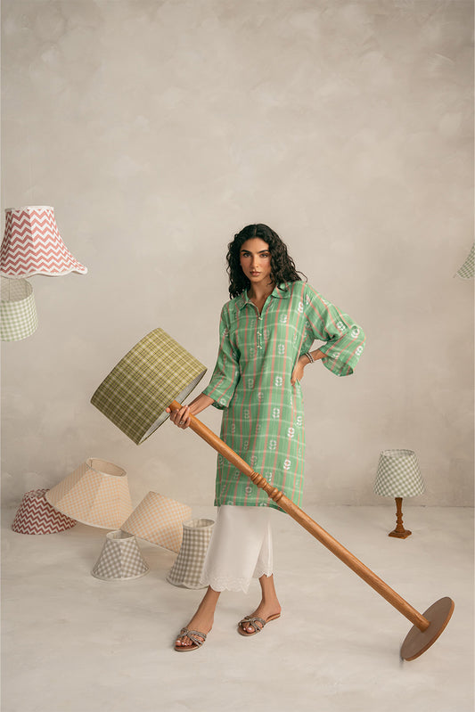 BASIC CHECK JACQUARD SHIRT (PRET)