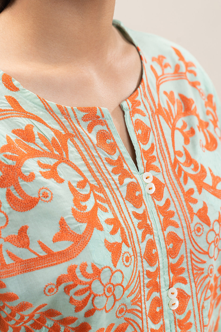 EMBROIDERED BROCHIA SHIRT (PRET)