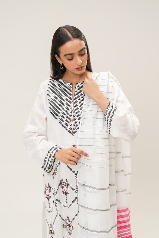 3 PIECE EMBROIDERED BROCHIA SUIT (PRET)