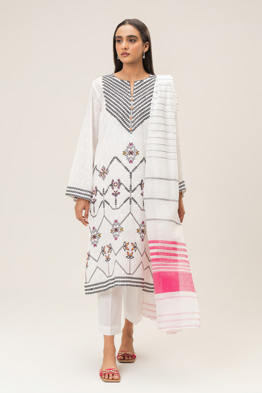 3 PIECE EMBROIDERED BROCHIA SUIT (PRET)