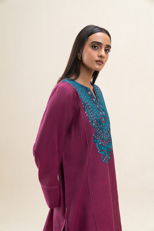 2 PIECE EMBROIDERED CHAMBRAY SUIT (PRET)