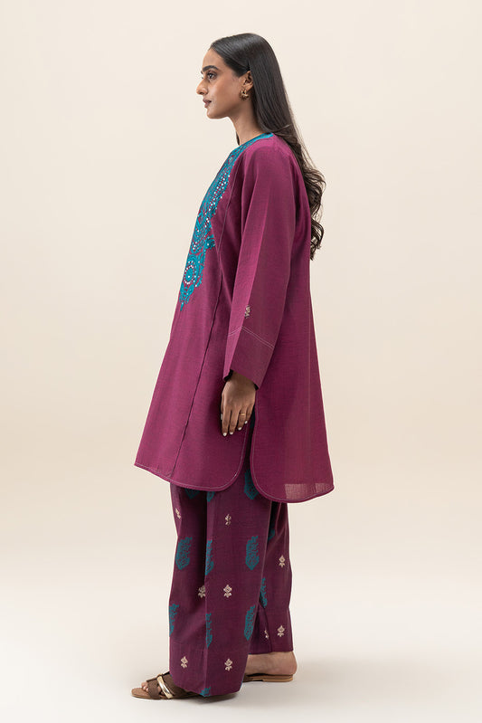 2 PIECE EMBROIDERED CHAMBRAY SUIT (PRET)
