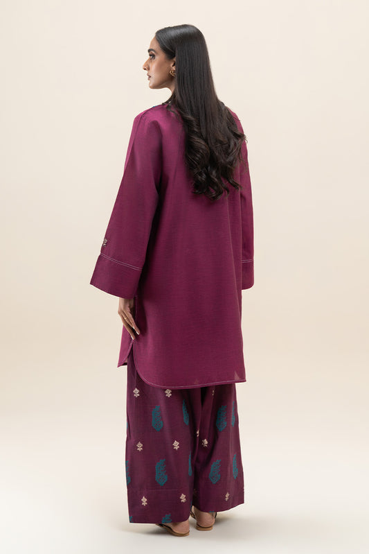 2 PIECE EMBROIDERED CHAMBRAY SUIT (PRET)