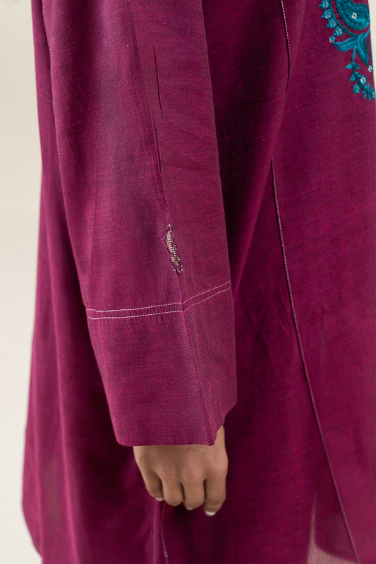 2 PIECE EMBROIDERED CHAMBRAY SUIT (PRET)