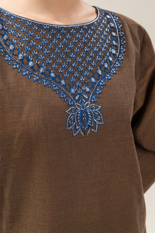 2 PIECE EMBROIDERED CHAMBRAY SUIT (PRET)