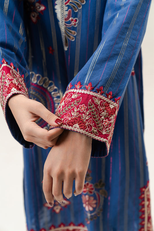 EMBROIDERED COTTON BADLA SHIRT (PRET)