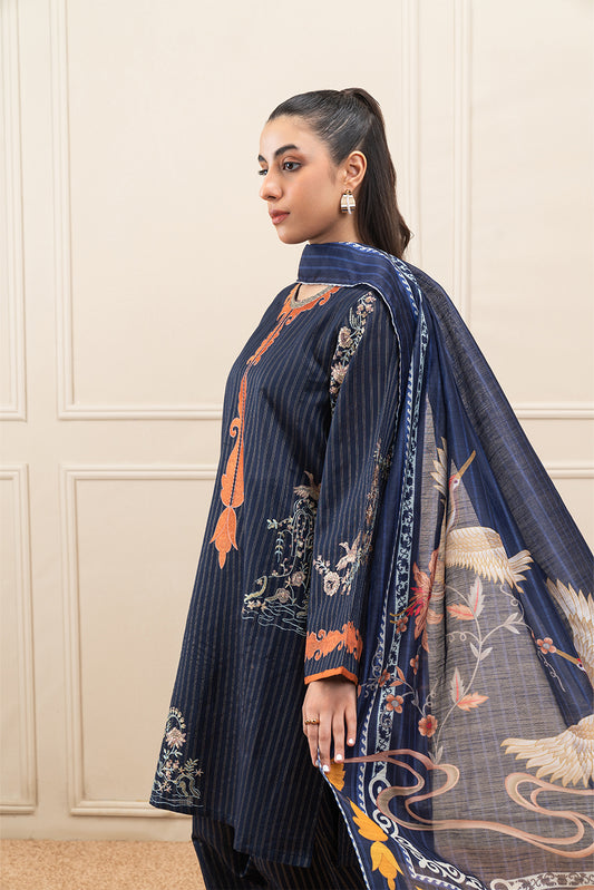 3 PIECE EMBROIDERED TWO TONE SUIT (PRET)