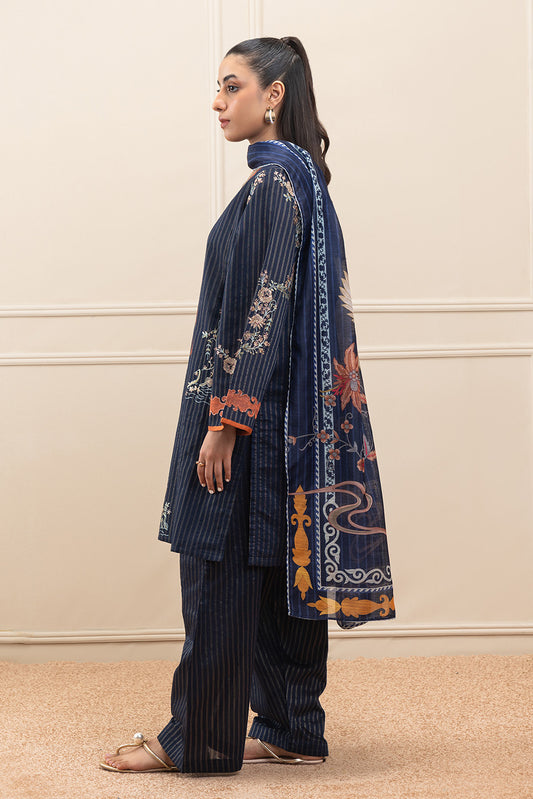 3 PIECE EMBROIDERED TWO TONE SUIT (PRET)