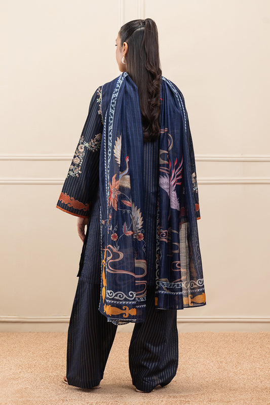 3 PIECE EMBROIDERED TWO TONE SUIT (PRET)